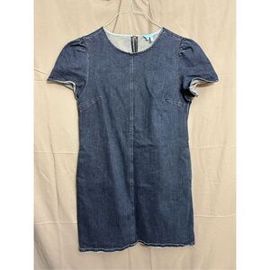Draper James Women's Blue Denim Puff Sleeve Chambray Shift Dress Size 12
